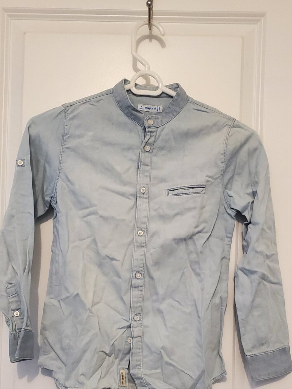 Mayoral Boys Chambray dress Shirt Roll Up Sleeve Sz 6 or 9